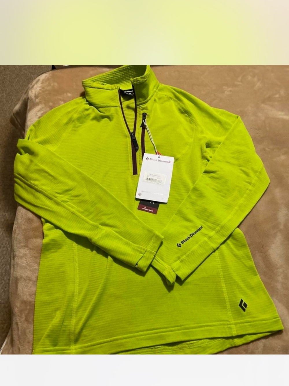 Black Diamond Women’s Lime Green Half-Zip Performance Pullover Sz M